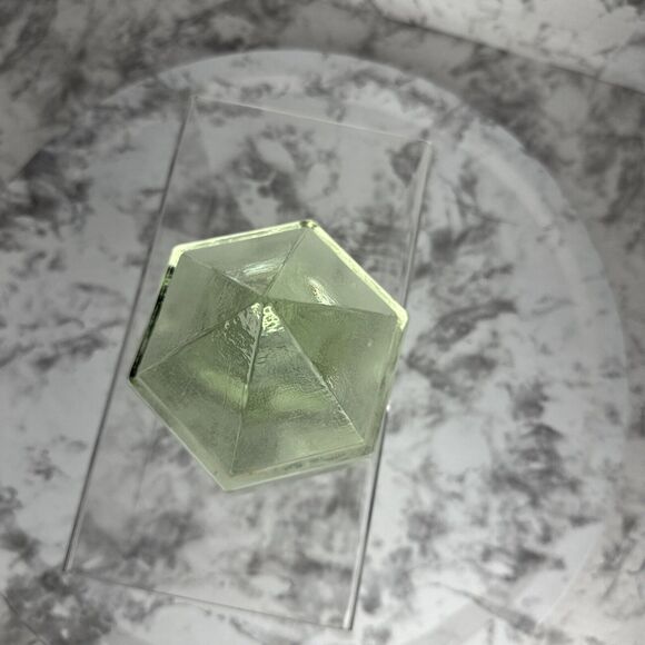 Vintage Large Ship Deck Light Prism Hexagon Pyramid Green Glass Paper Weight 4.5 - Picture 5 of 6
